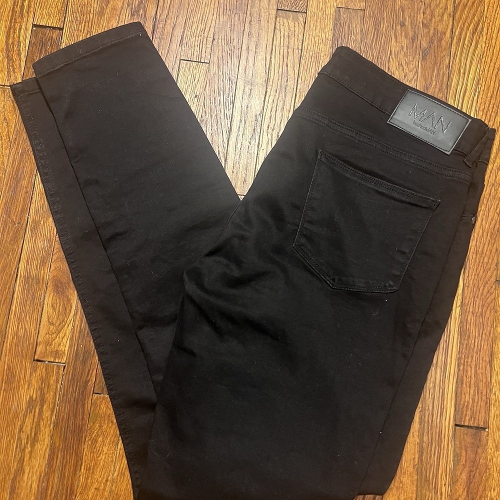 BoohooMAN Black Skinny Jeans Stretch Denim Pants Men's Size 34x33 - Picture 9 of 10